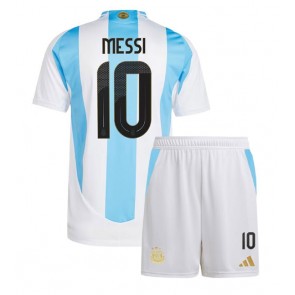 Argentina Lionel Messi #10 Dětské Domácí dres komplet Copa America 2024 Krátký Rukáv (+ trenýrky)